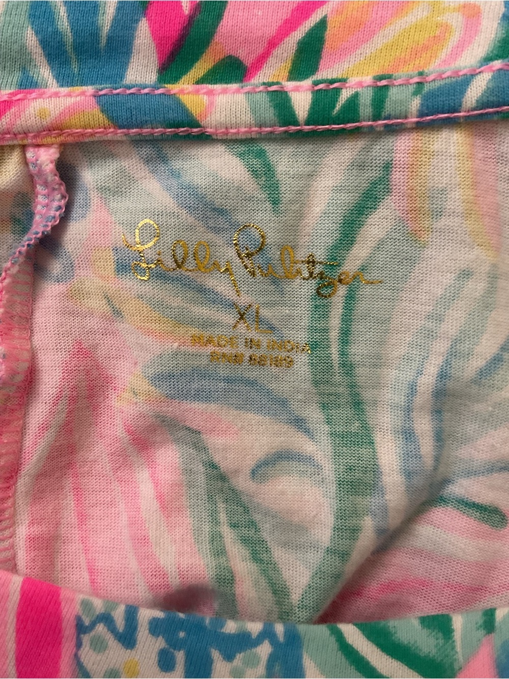 LILLY PULITZER Pink, Teal & Yellow Tropical-Leaf Midi Dress size XL - Picture 3 of 5